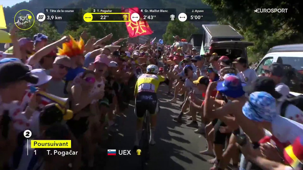 Pogacar pide espacio a la avalancha de aficionados. #TDF2026 #LaCasadelCiclismo