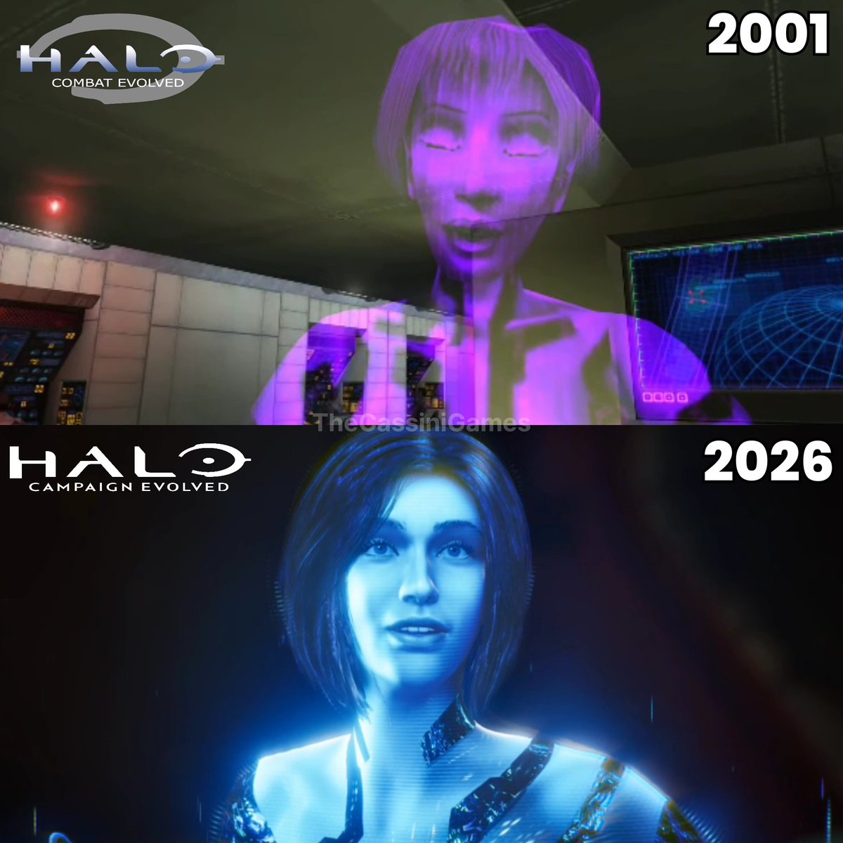 Cortana AI in Halo Campaign Evolved (2026) vs. Halo Combat Evolved (2001) We have come a long way in 25 years. Technology has advanced so much that AI is actually a real thing now - it's honestly mind boggling!