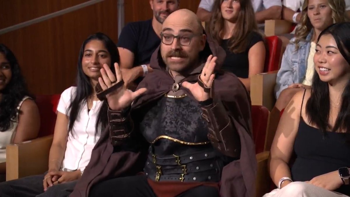 An audience member (Eli Mandel) weighs in on Hasbro announcing that the Magic: The Gathering card game brought in more than $500 million last quarter 🤣 #FallonTonight