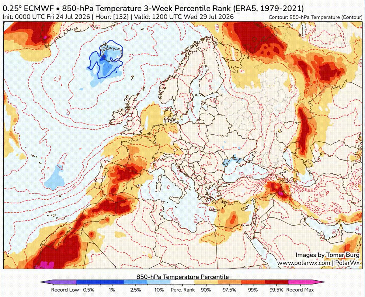 ‼️ [ 🇫🇷 FRANCE ] 🔸 Et comme si ce n'était pas suffisant, la France s'apprête à affronter sa quatrième canicule de l'été. Les modèles de projection convergent vers un nouvel épisode autour du 29 juillet. La canicule, qui semble désormais « inévitable », débutera dès mardi dans le Sud-Ouest avant de s'étendre rapidement aux trois quarts du pays mercredi, avec des températures comprises entre 35 et 40 °C dans de nombreuses régions. L’été 2026 est en passe de devenir le plus chaud jamais enregistré en France. 📷 Anthony Grillon 🌪 La Chaîne Météo