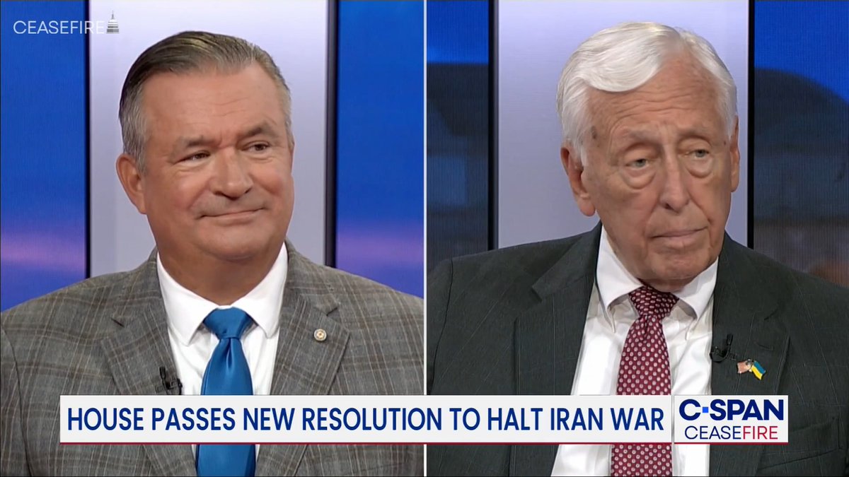 C-SPAN's "Ceasefire" — Steny Hoyer (D-MD) and Rep. Don Bacon 🇺🇸✈️🏍️⭐️🎖️ (R-NE) talk about Congress's role in the Iran war, including votes on war powers resolutions and funding for the Pentagon.