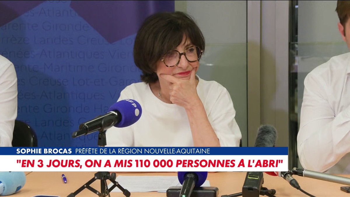 Sophie Brocas, préfète de la région Nouvelle-Aquitaine : «Depuis 3 jours, on a mis 110.000 personnes à l'abri», dans #100Politique Toute l'info est à retrouver sur