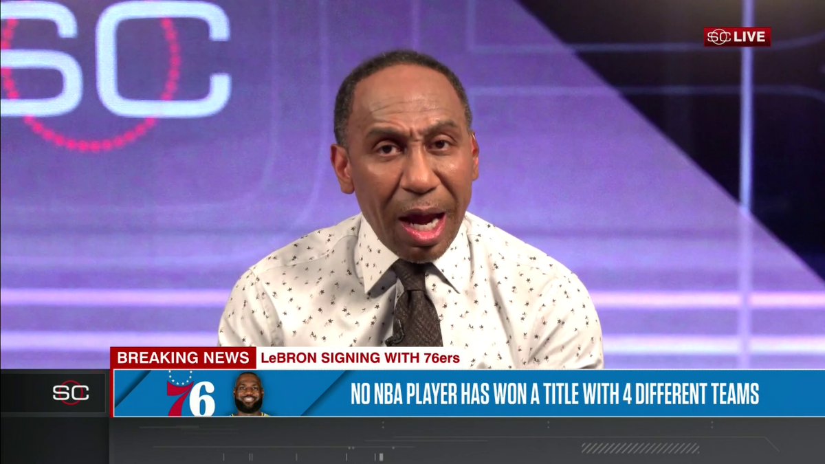 "I believe it's LeBron James. Make no mistake about it." Stephen A Smith believes LeBron James is the Sixer with the most pressure going into this season 👀