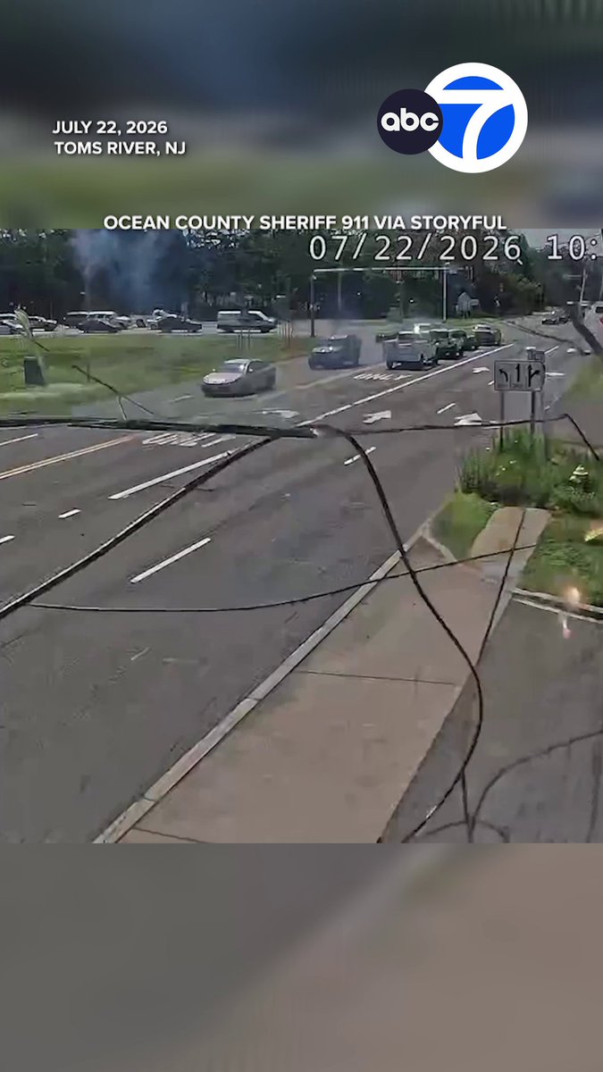 A semi-truck hauling a forklift hit power lines and ripped them down in Toms River, New Jersey. The Ocean County Sheriff released traffic camera footage of the moment as the power lines erupted in bright sparks. The sheriff’s office said crews worked all day to clear the area and restore power.