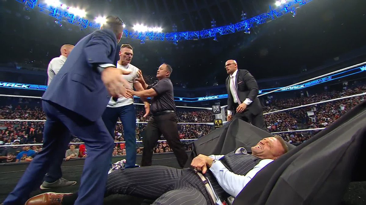 Not waiting for SummerSlam... GUNTHER has put Nick Aldis through a table!! 😱