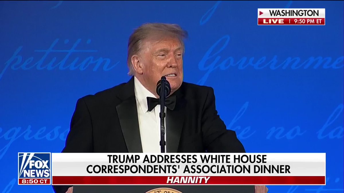 NEW: President Trump roasts RFK Jr. with a joke about what's on the WHCA Dinner menu with a call back to the many controversies surrounding the HHS secretary and wild animals: "I want you all to know that Bobby Kennedy, who's right here personally, ran over the cow with his car." “He cut it up and he brought it here for you to eat tonight. So it's very fresh." "Bobby also suggested an appetizer featuring his favorite cut of male raccoon roadkill. But we drew the line at that."