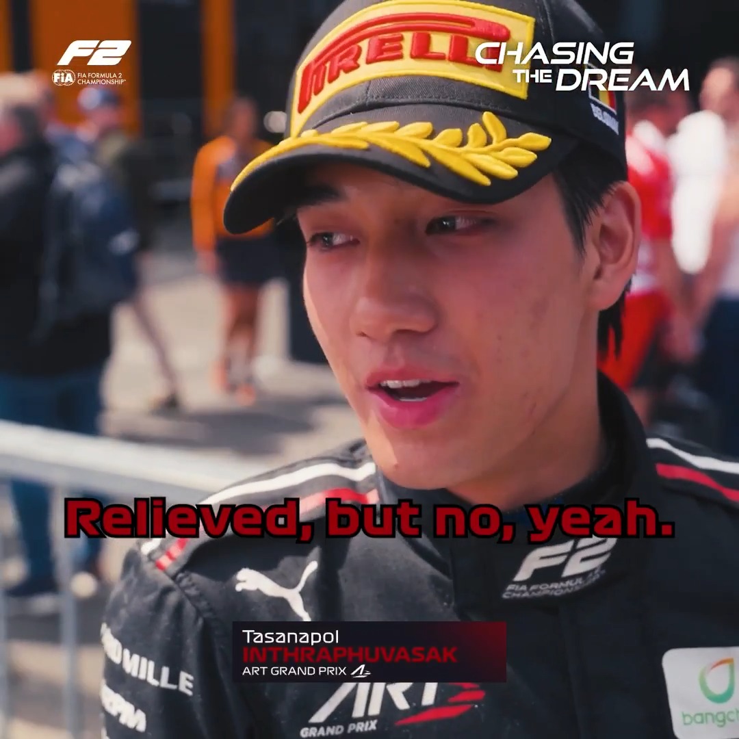 A well deserved result for Inthraphuvasak 🥰🏆 Tasanapol reflects on his maiden F2 podium in the latest episode of Chasing the Dream 👉 #F2 #RoadToF1