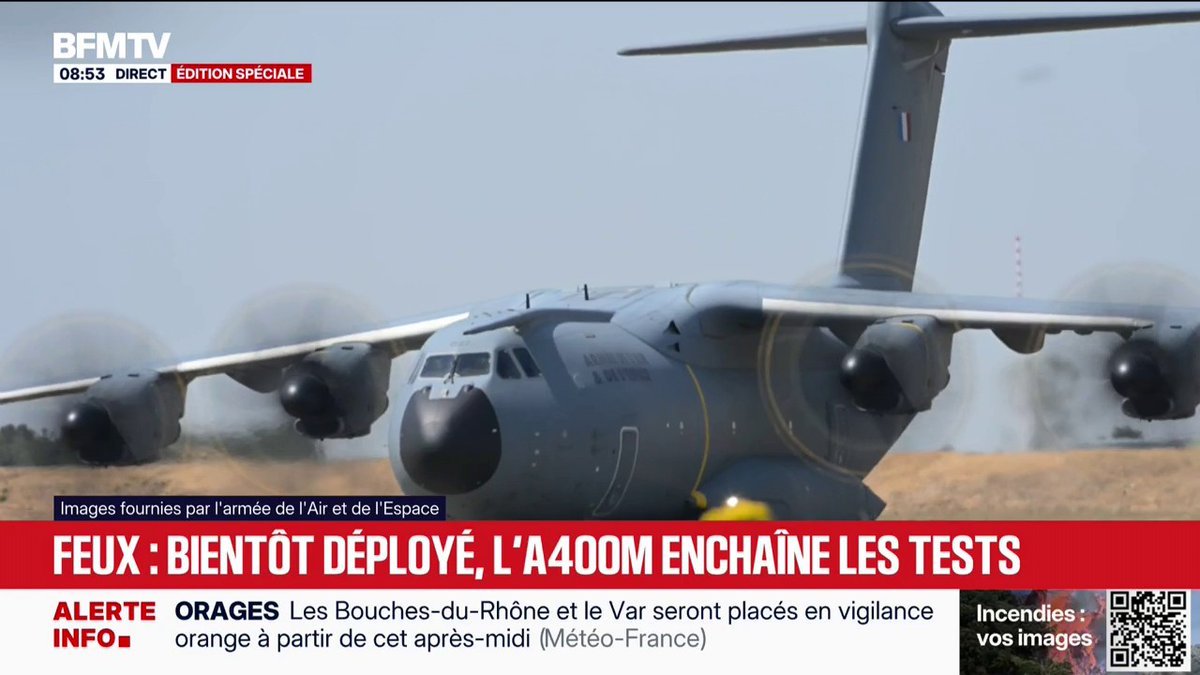 Incendies: l'avion militaire A400M déployé d'ici fin juillet