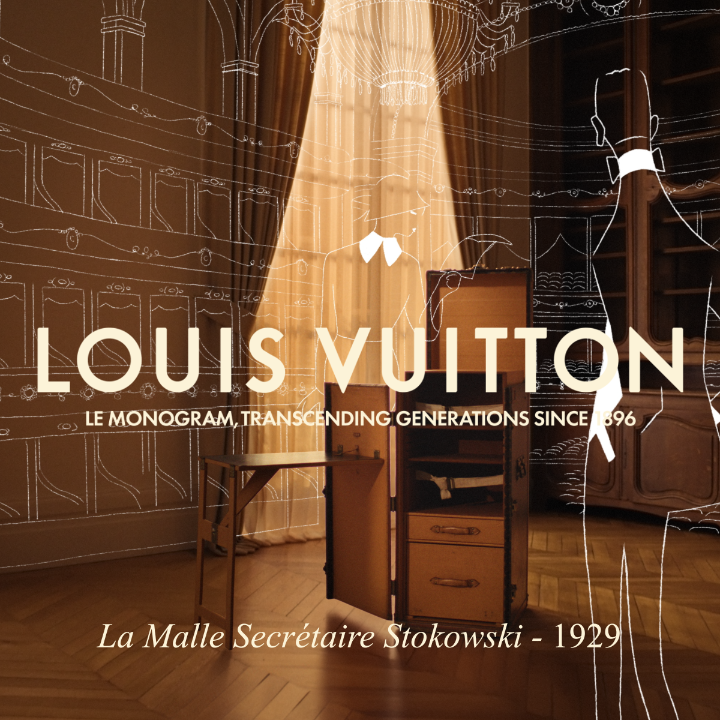 La Malle Secrétaire Bureau Stokowski. Louis Vuitton's trunkmaking history is revisited for the Monogram's 130th Anniversary — a traveling story of heritage creations like the 1929 Secretary Trunk. Discover the iconic trunks at #LVMonogram130 #LouisVuitton