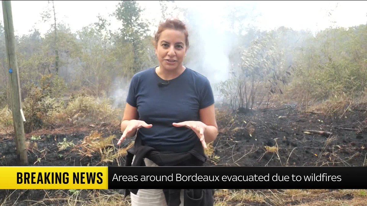 "This house is completely destroyed. The garage doors, the doors, the windows, the roof, everything blown out." People have been evacuated from wildfires in France and Spain. Sky's Sadiya Chowdhury shows some of the damage near Bordeaux. 📺 Sky 501/YT