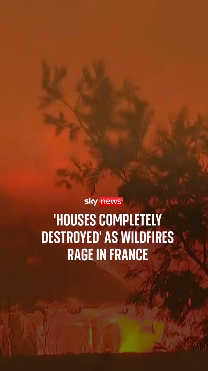 Sky's Sadiya Chowdhury is in Lège-Cap-Ferret, France, one of the areas affected by the devastating wildfire. 'The fire has just been through here,' she says as she walks past destroyed houses and vehicles. 'It is heading in the direction of Bordeaux.'
