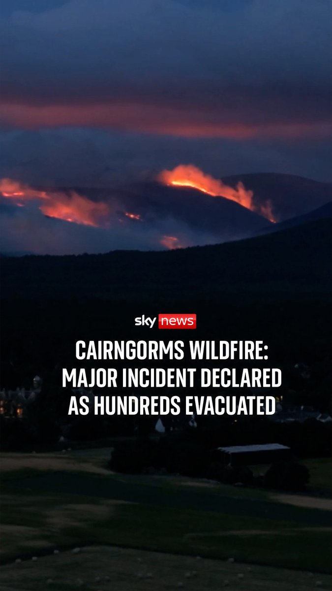 A major incident has been declared by Police Scotland as firefighters continue to battle a wildfire in the Cairngorms National Park.