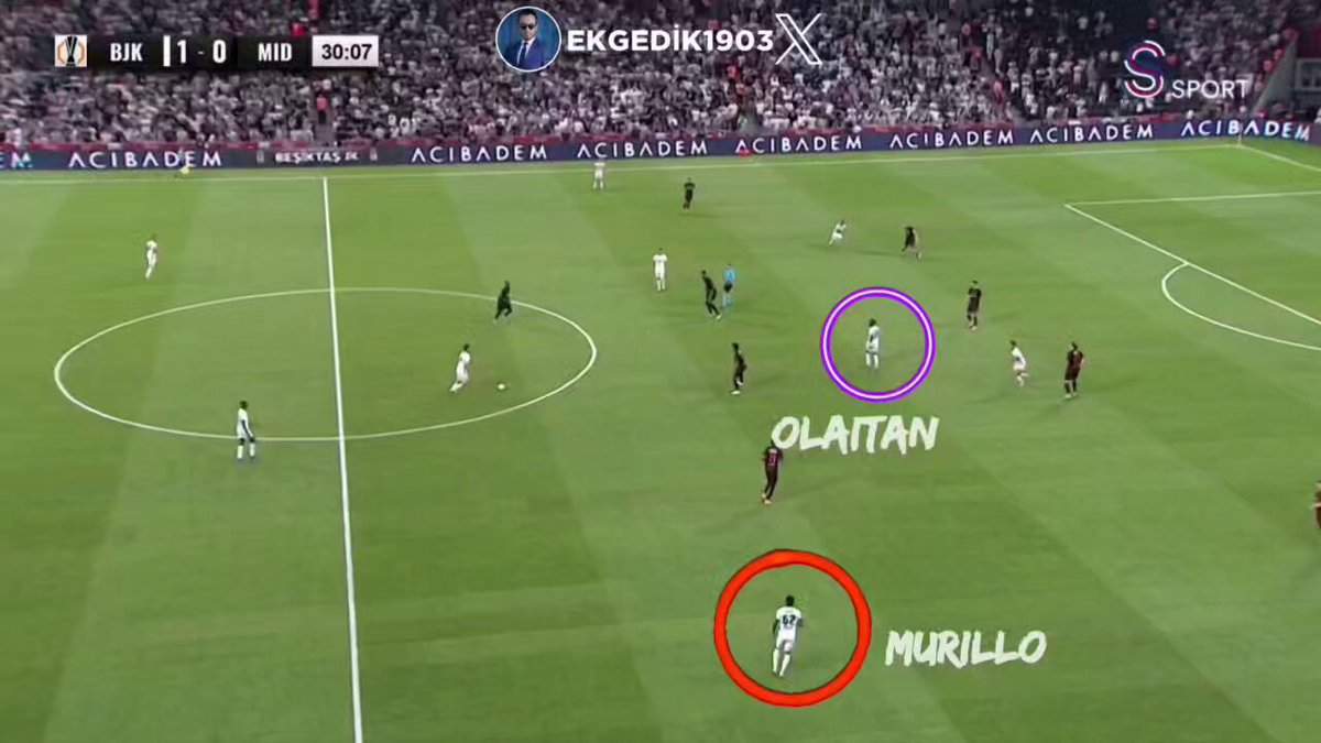 Sadece Olaitan'a bakın Beşiktaş atak yaparken, sağ bek Murillo rakip ceza sahasına girerken, takımın 10 numarası ellerini yana açıp bizim gibi maçı izliyor