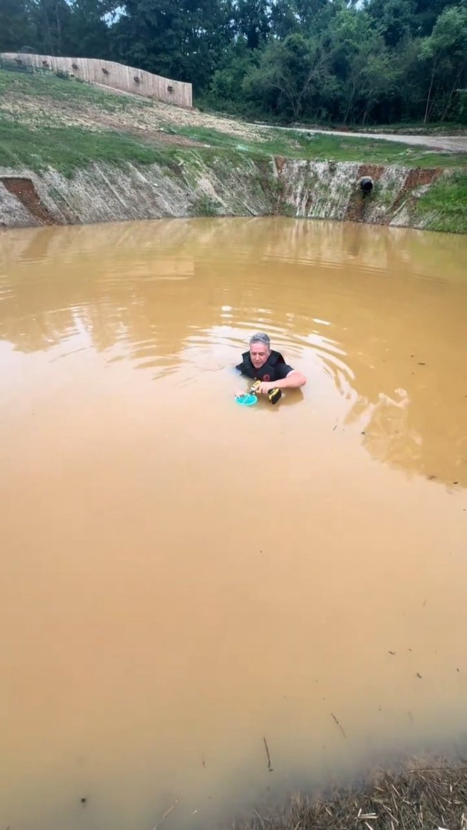 Dropping the level of retention pond in an interesting way. Quick thinking, but should be careful while doing this.
