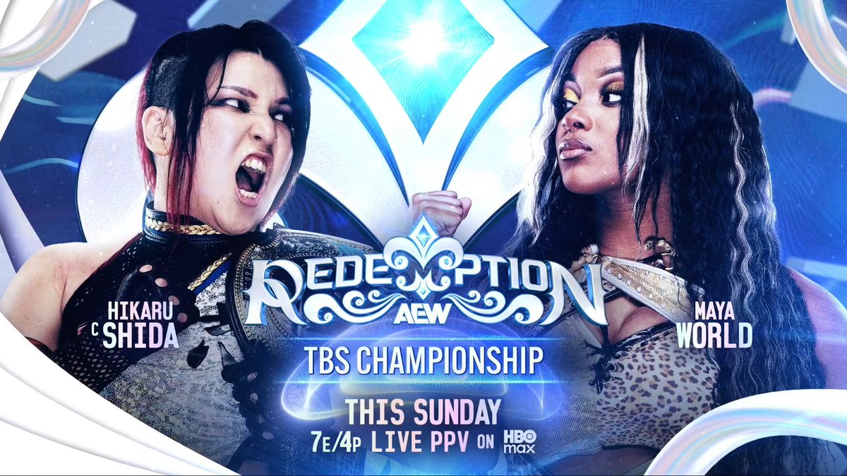 #AEWRedemption 7e/4p, @HBOMax PPV Tomorrow, 7/26! TBS Championship @ShidaHikaru vs maya world After Shida’s postmatch attack on Queen Aminata was thwarted by Maya World, Maya will fight vs Shida for the TBS Title in Montreal at AEW Redemption, TOMORROW NIGHT!