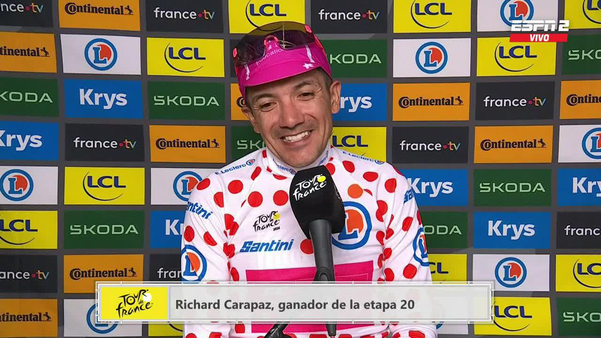 ๐ช ยกUNA ETAPA MUY DURA! ๐ช๐จ๐ฅ Richard Carapaz ganรณ la etapa 20 del #TDF2026 y hablรณ sobre cรณmo fue el recorrido, para ganar por segunda ocasiรณn en esta ediciรณn. โถ๏ธ Mira el #TDF2026 en el Plan Premium de #DisneyPlus