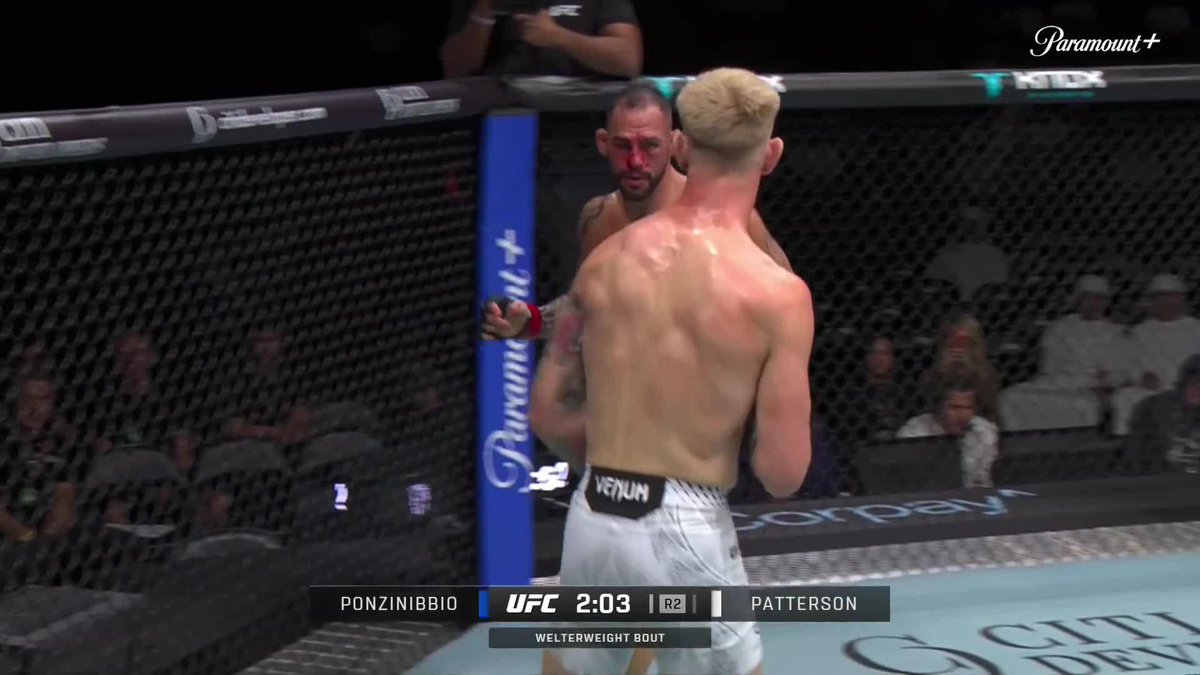Sam Patterson lands a FLUSH right hand to put out Ponzinibbio! 🤩 [ #UFCAbuDhabi | LIVE ON Paramount+ ]
