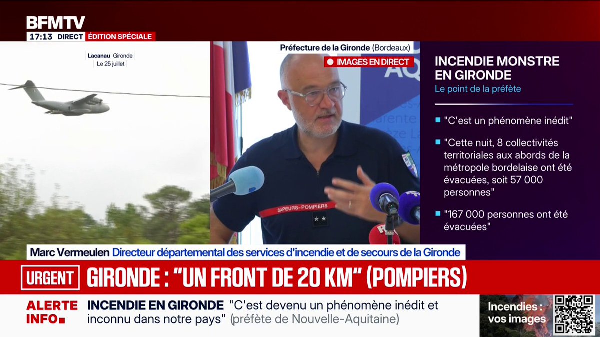 "Une forme d'orage de feu": le directeur du SDIS de la Gironde décrit un phénomène jamais observé en France