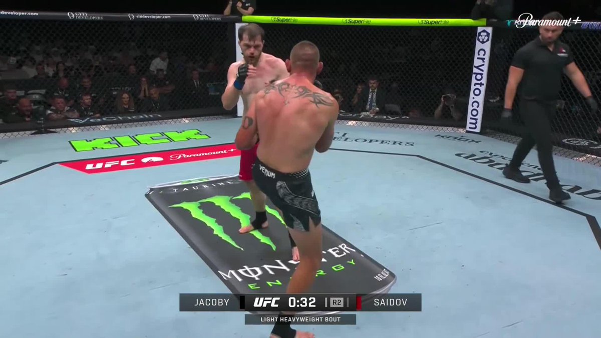 MUHAMMAD SAIDOV JUST PUT A 30 STRIKE COMBO TO GET JACOBY OUT OF THERE 🤩 That's how you make your UFC debut! [ #UFCAbuDhabi | LIVE on @ParamountPlus ]