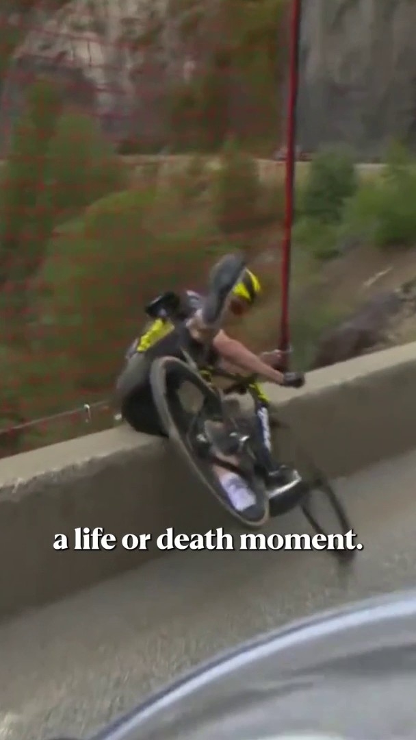 Sepp Kuss's crash into the side netting was a little too close for comfort 😬