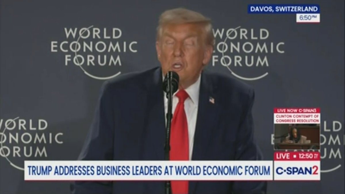 President Donald Trump at Davos: “…I'm upset. There are a couple of people in the room, I can't stand them, and they've become very rich. There's nothing I can do about it. I would screw them if I could.” (2026)