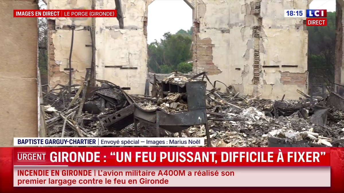 🔴 Incendies en Gironde : même si le feu "a perdu un peu de sa virulence", "la menace reste très sérieuse", a déclaré Sophie Brocas, préfète de Gironde ➡️ Les précisions à quelques kilomètres du la commune du Porge avec Baptiste Garguy-Chartier