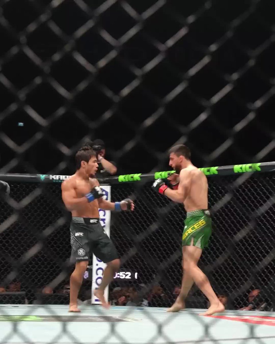 UZBEKISTAN STAND UP 🇺🇿 Ramazan Temirov wastes no time earning the ELECTRIC knockout! [ #UFCAbuDhabi | LIVE NOW on @ParamountPlus ]