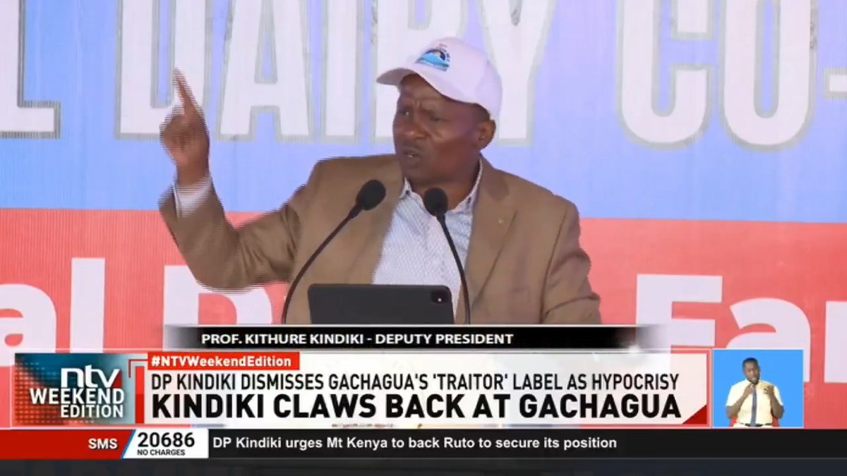 Kindiki to Mt Kenya: Ignore Gachagua, he is a hypocrite The political tensions in Mount Kenya region have continued to escalate, with DP Kithure Kindiki terming his predecessor, Rigathi Gachagua, and his allies as hypocrites for labeling leaders supporting President Ruto in the region as traitors. #NTVWeekendEdition Michelle Ngele-Odhiambo