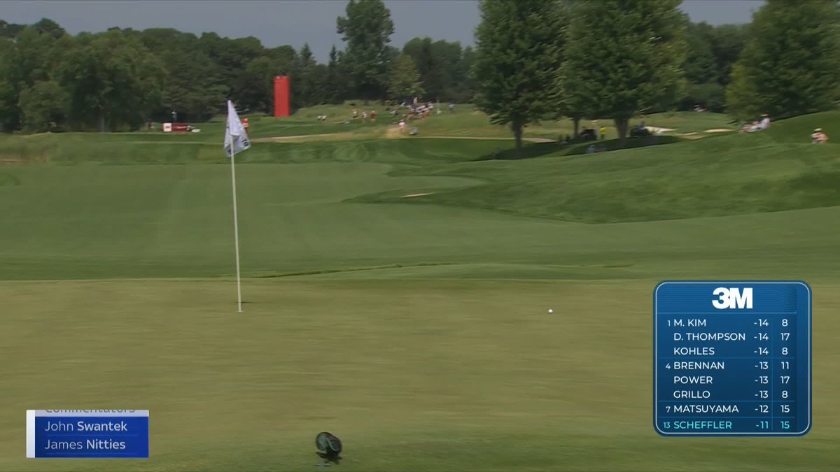 "So good!" 😲 Scottie Scheffler chips in for eagle on the 16th!