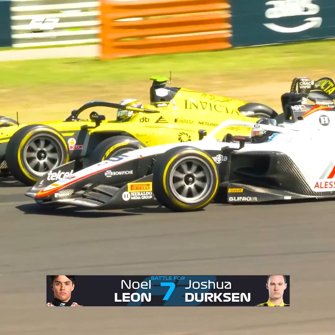 Mexico vs Paraguay, Noel León vs Joshua Dürksen 🇲🇽🇵🇾⚔️ An epic battle in the closing stages of the Sprint 🤝 #F2 #HungarianGP