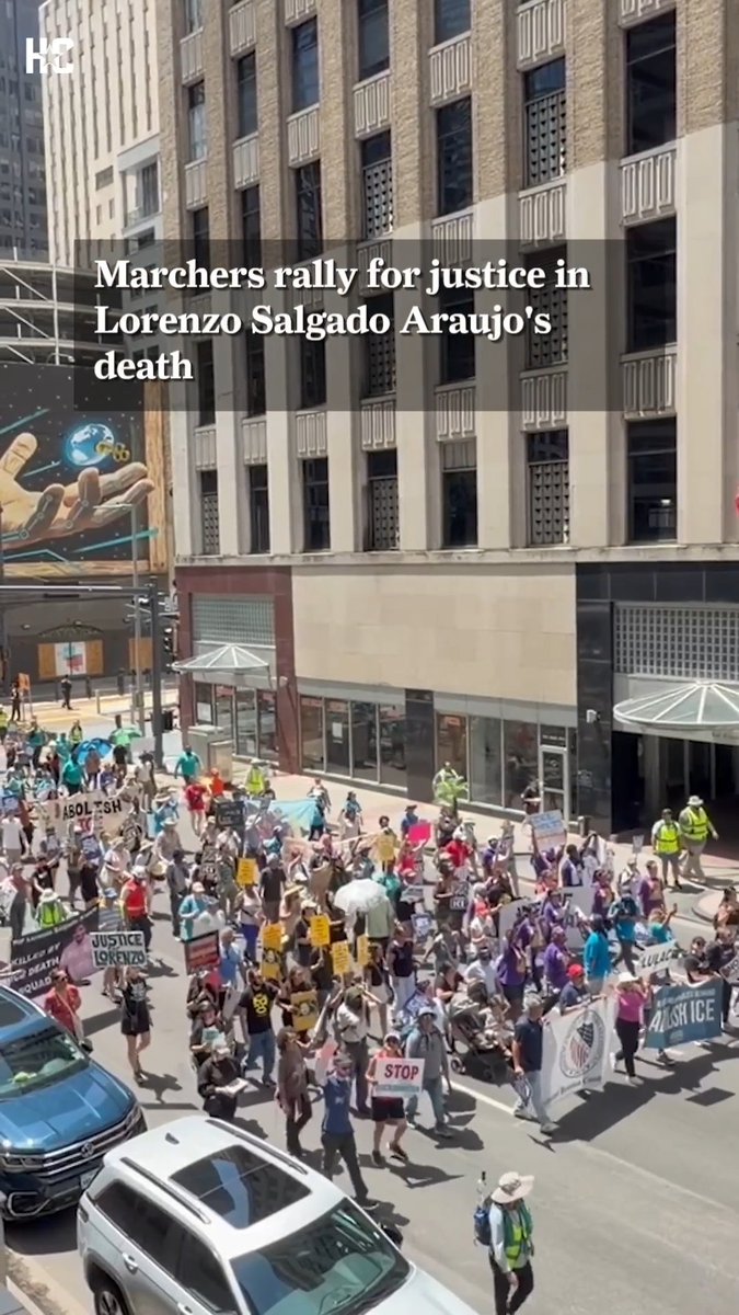 Community members and immigrant rights advocates marched through downtown Houston to honor Lorenzo Salgado Araujo and call for justice following his death. Organizers urged elected officials to increase accountability and push for changes to immigration enforcement policies. 🔗