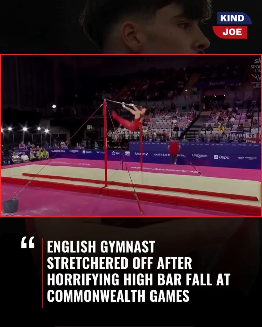 Gymnast stretchered off after high bar fall 👀.