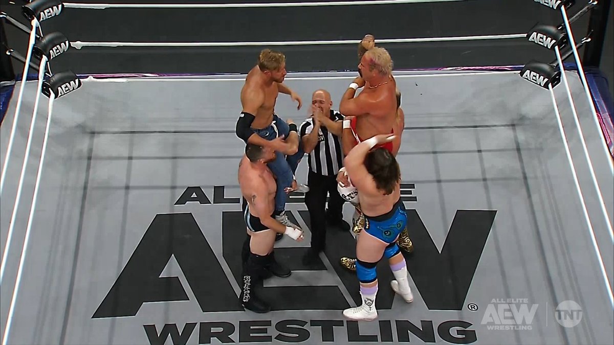 A pectoral pose down is a prelude to punches as #AEWCollision continues on TNT and HBO Max