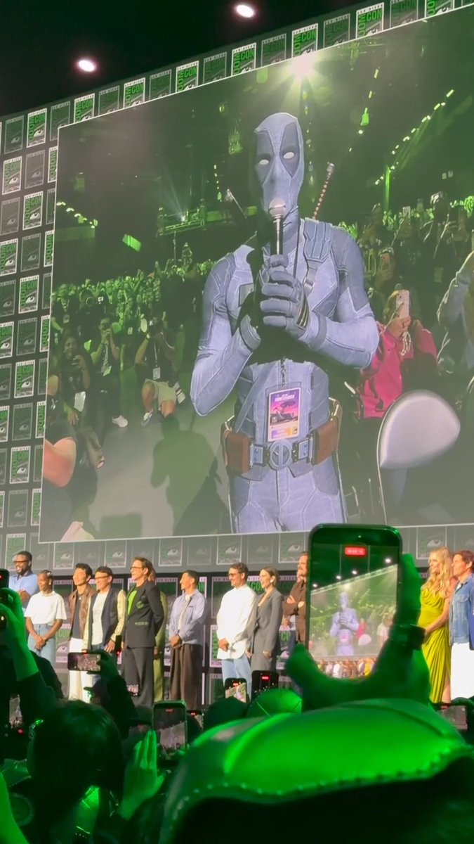 Ryan Reynolds teases the #AvengersDoomsday cast suiting up as Grey #Deadpool. #SDCC