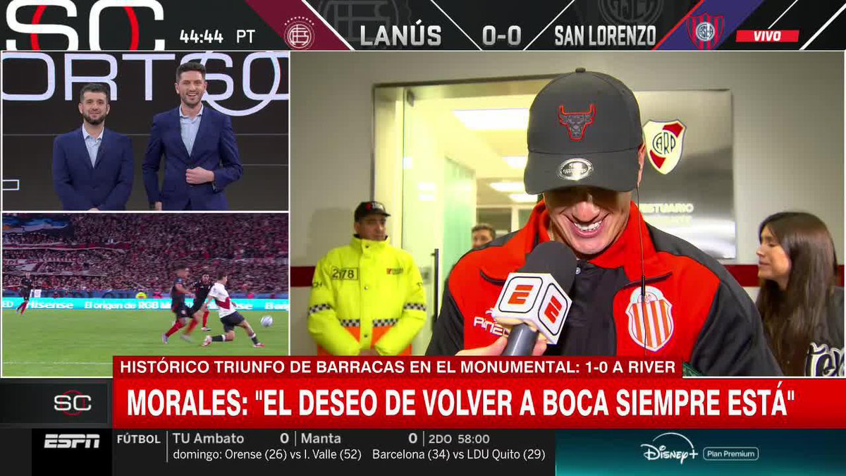 "VENÍA LA PELOTA Y TE CHOCABA, TE ROMPÍA TODO". El Toro Morales, autor del gol de la victoria de Barracas en el Monumental, habló sobre su duelo con el General Otamendi... ¡hasta sufrió un golpe en el ojo del Campeón del Mundo! 📺 #SportsCenter | #DisneyPlus Plan Premium