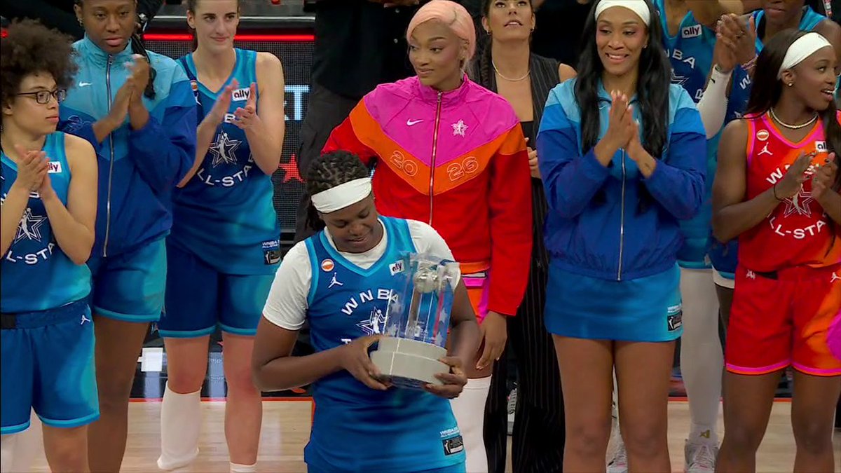 Jonquel Jones is the 2026 WNBA All-Star MVP 🌟 She joins Lisa Leslie, Candace Parker and Maya Moore as the only players in WNBA history to win an MVP, Finals MVP, and All-Star Game MVP!
