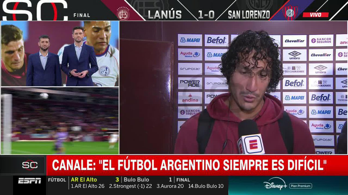 "A LOS ALEMANES NO LES GUSTABA EL ROCE, TAMBIÉN A LOS FRANCESES IBA A CHOCAR UN POQUITO DE MÁS Y LOS SACABA DE PARTIDO" 👀🔥 El paraguayo Canale, de gran Copa del Mundo, habló luego del triunfo de Lanús ante San Lorenzo 📺 #SportsCenter | #DisneyPlus Plan Premium