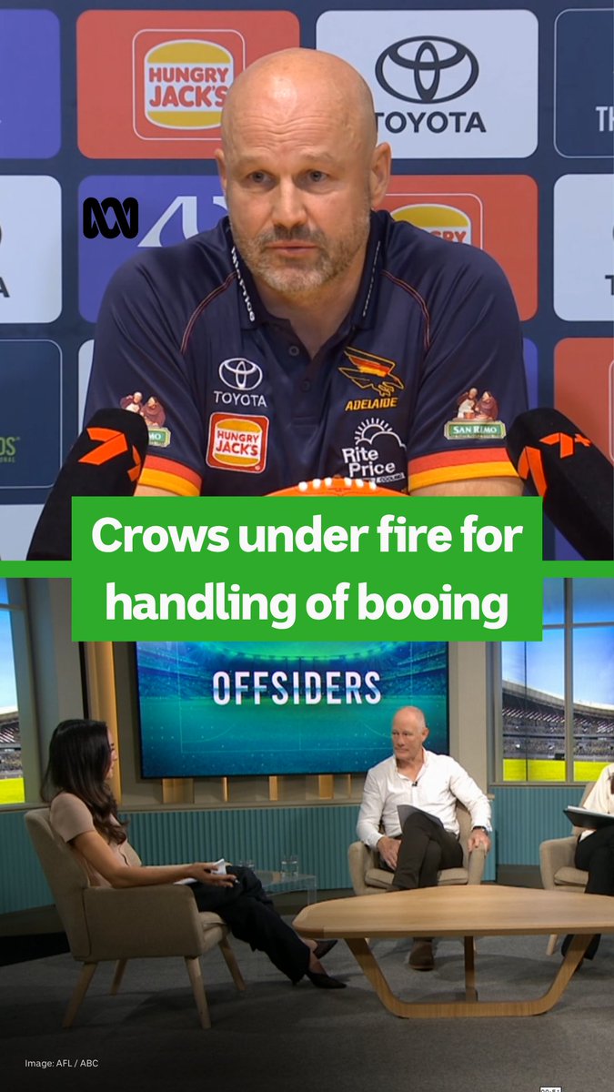 "That's a whole club failure not to condemn, and pander to their crazy supporters." Adelaide Crows coach Matthew Nicks has come under fire for not calling out booing directed at Isaac Quaynor strongly enough. Watch Offsiders in full: