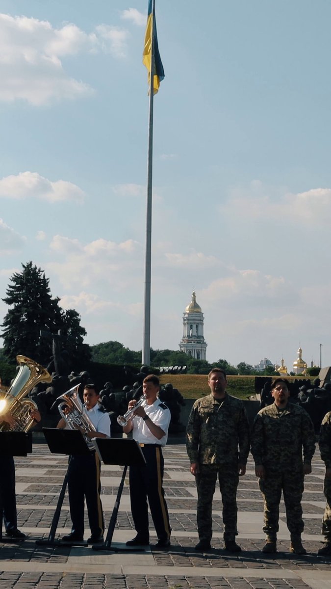 Celebrating 250 years of American independence. For US Embassy Kyiv’s #Freedom250 event, the USAREUR-AF Band joined the Ukrainian Cultural Forces Soloists Ensemble to perform “Amazing Grace.” We stand committed to supporting freedom, resilience, and hope. #StrongerTogether
