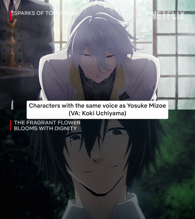 You might be surprised by who shares a voice actor with Yosuke (VA: Koki Uchiyama). ■ Kit Church - Love Through a Prism ■ Gaku - SAKAMOTO DAYS ■ Saku Natsusawa - The Fragrant Flower Blooms With Dignity #sparks_of_tomorrow #二十世紀電氣目録