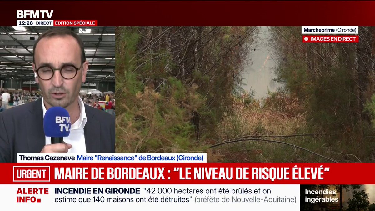 Incendie en Gironde: l'autoroute A63 fermée partiellement, le trafic ferroviaire interrompu au sud de Bordeaux