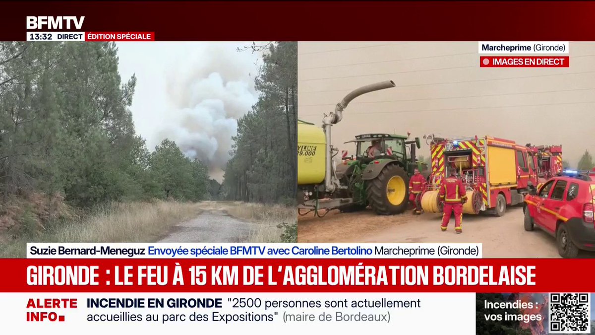 Incendie en Gironde: le feu continue de progresser dans la commune de Marcheprime