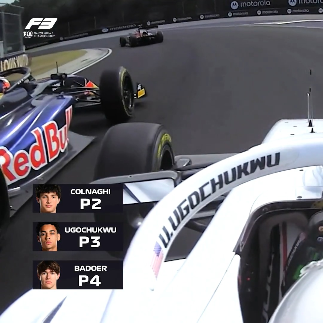 MOVE OF THE SEASON?! 😮💨 Ugo Ugochukwu's incredible move around the outside of Badoer and Colnaghi to claim P2 in the Budapest Feature 👏🥈 #F3 #HungarianGP