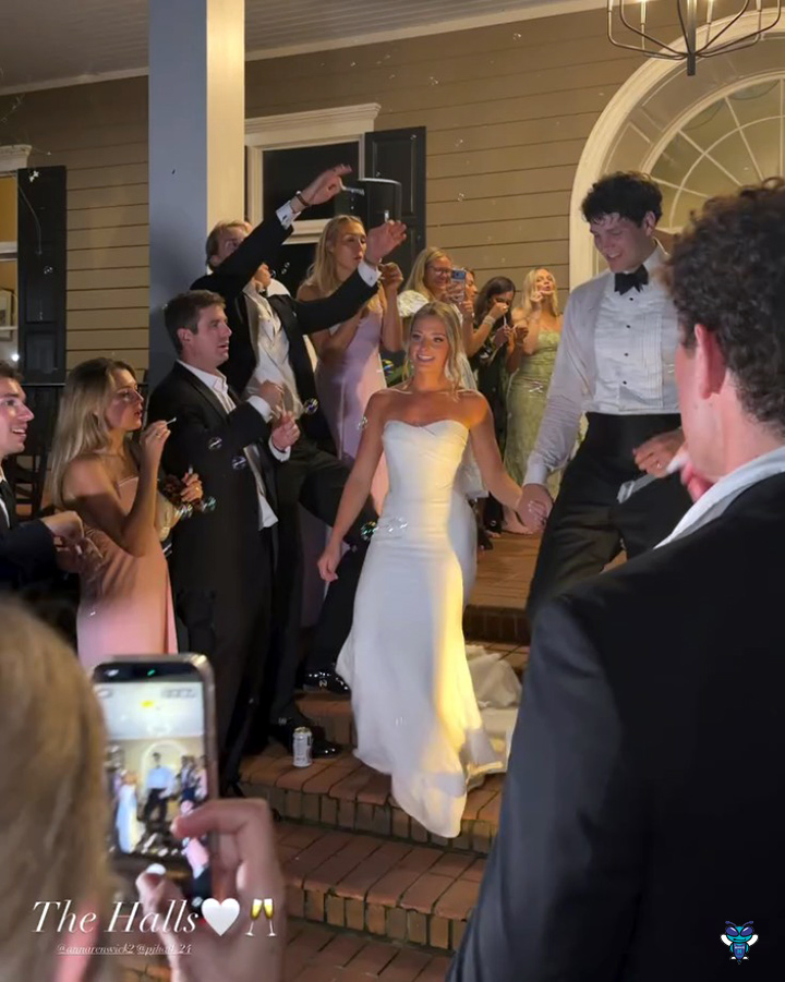 Congrats to PJ Hall and Anna Renwick on tying the knot! 🥂 (📹 PJ Hall, baileesmith__/IG)