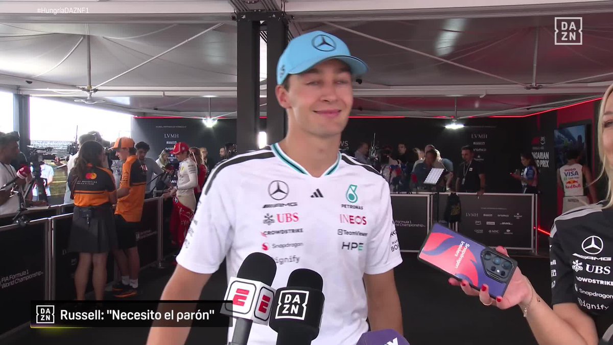Russell se exculpa de sus problemas en la salida "Lo he hecho todo bien, algo ha pasado. Tengo ganas del parón, lo necesito. Está siendo la temporada más complicada de mi carrera" #HungríaDAZNF1 🇭🇺