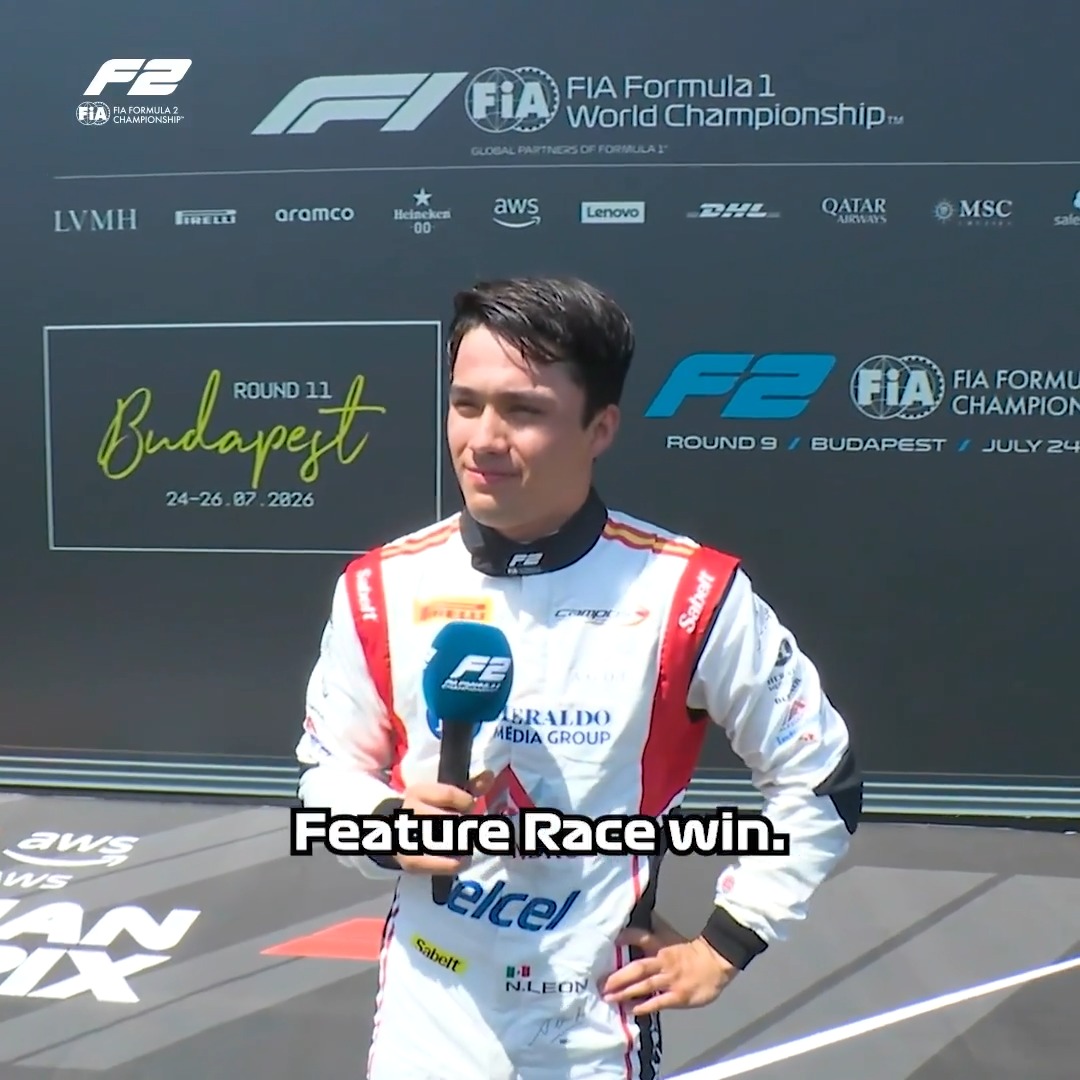 "Since the morning, I knew it was going to be the day" 🥹 An emotional Noel León reacts to becoming a Formula 2 Feature Race winner 🥇🏆 #F2 #HungarianGP