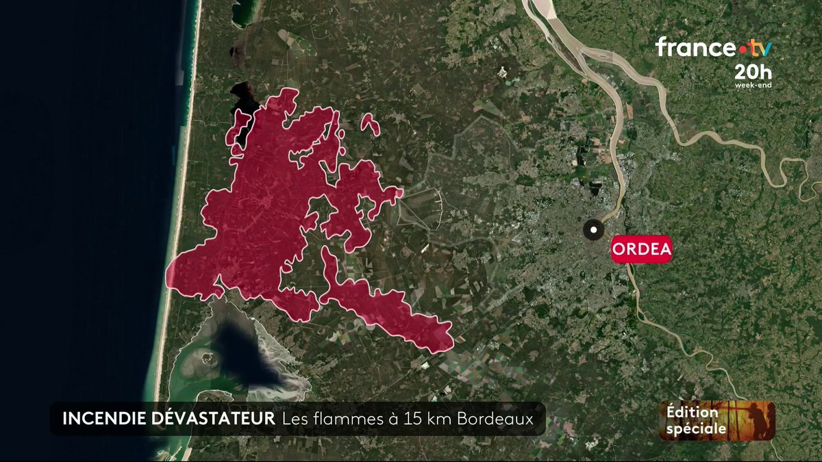 🔥⚠️ Incendie en Gironde : Bordeaux bientôt encerclé ? Les flammes ne sont plus qu'à 15 km et les fumées s'engouffrent déjà dans les rues de la métropole. #JT20h