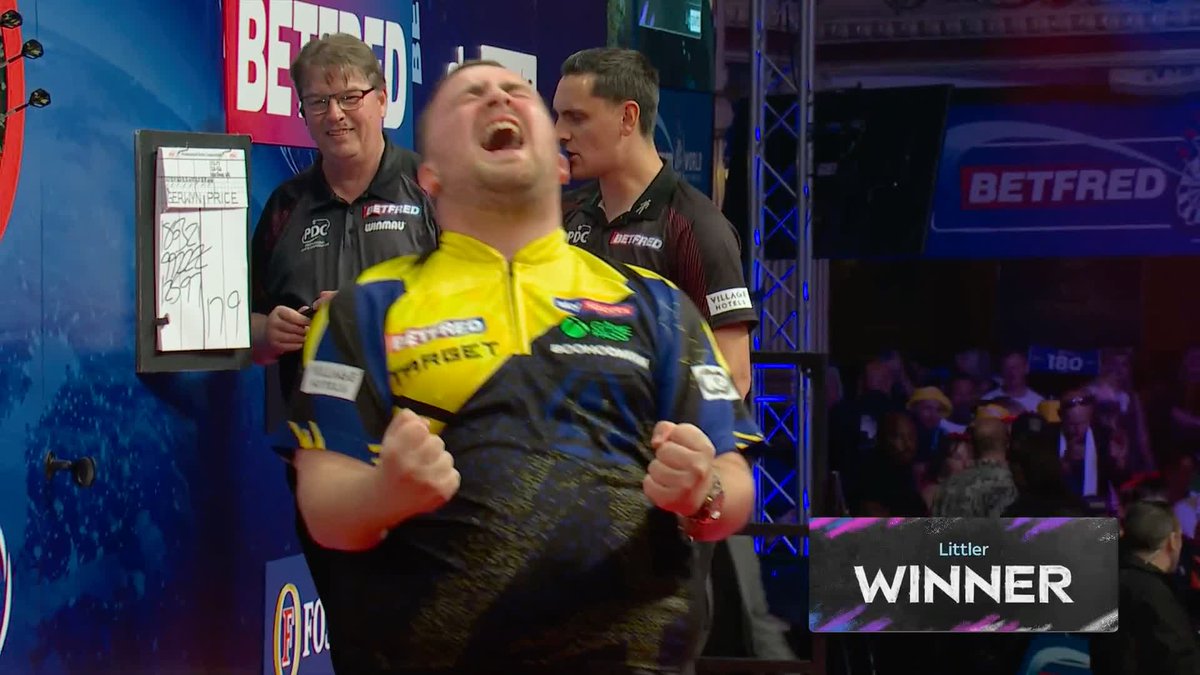 LITTLER GOES BACK-TO-BACK 🏆 Luke Littler completes the greatest World Matchplay campaign in history, averaging 111.04 across the tournament… 🤯 Littler defeats Gerwyn Price 18-9 in the final to claim his second Phil Taylor Trophy 🙌 📺 #MatchplayDarts