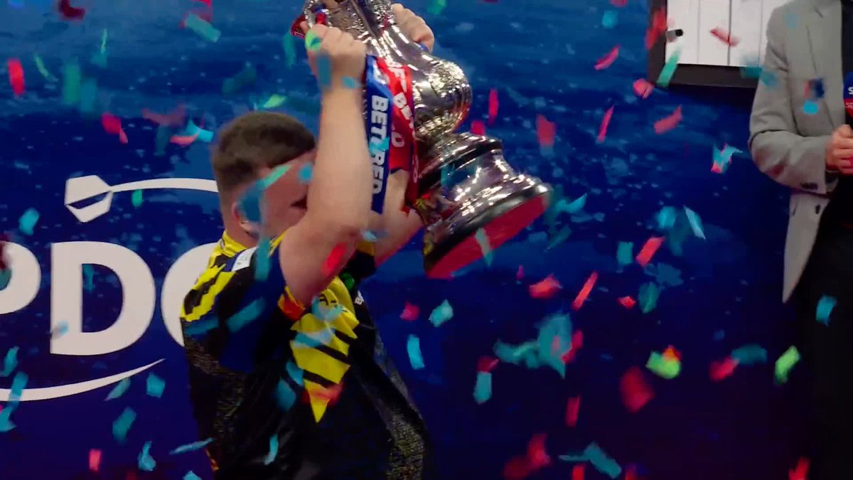 Luke Littler lifts the Phil Taylor Trophy at the Winter Gardens for the second year straight after a ridiculous campaign… 🌟