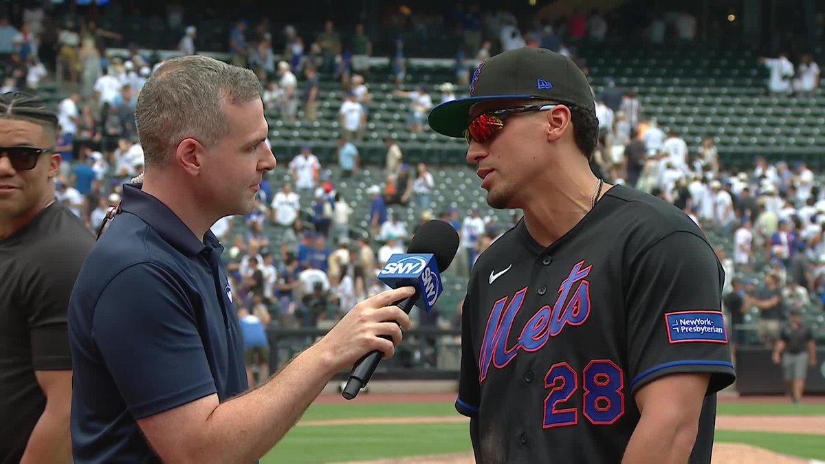 Juan Soto and Francisco Alvarez hit Tyrone Taylor with the shower in his postgame interview with Steve Gelbs 😂
